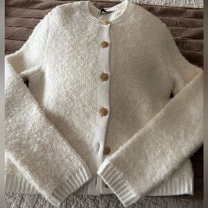 Mango Cream Button-Up Cardigan